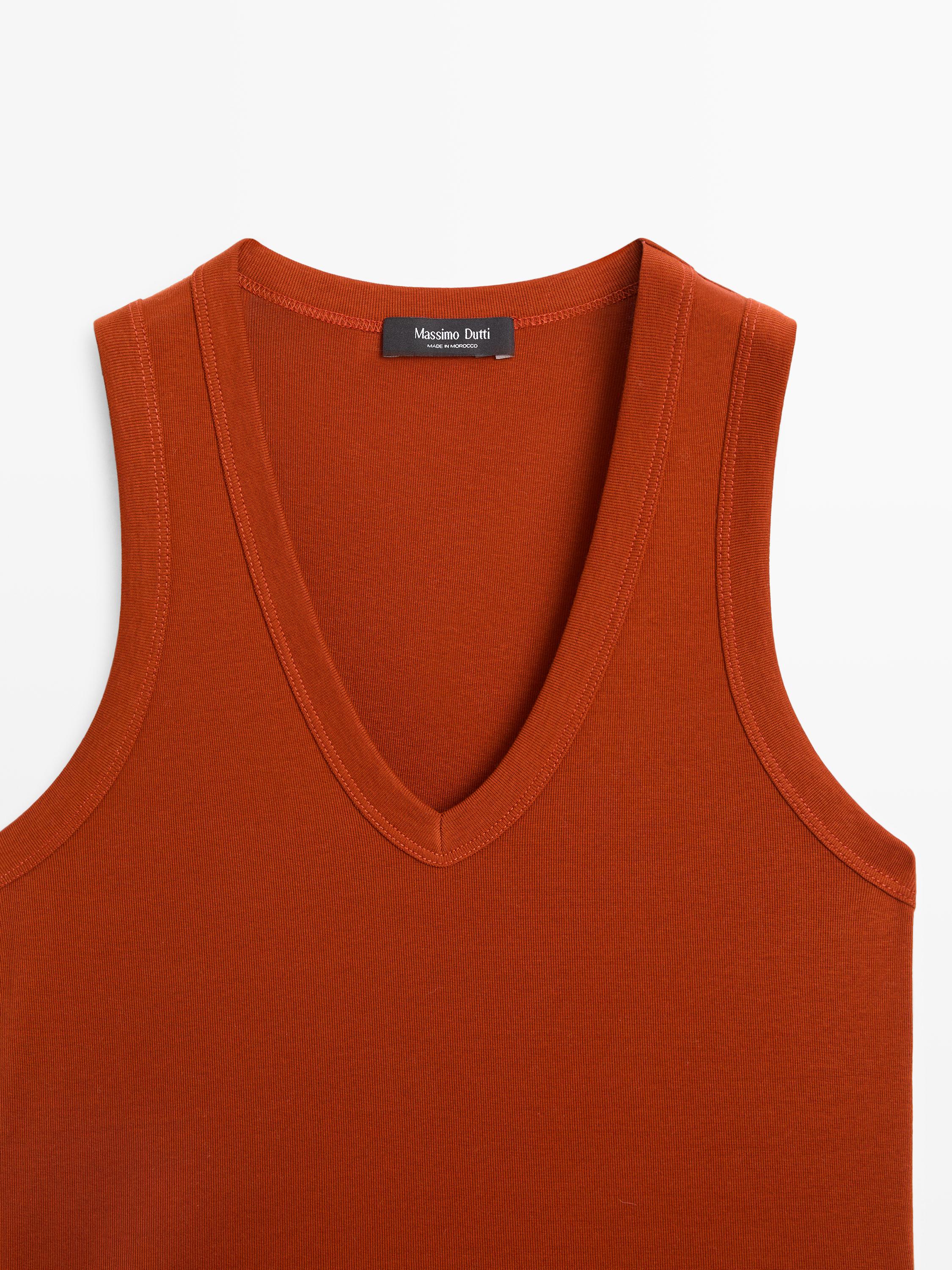 100% cotton strappy V-neck T-shirt